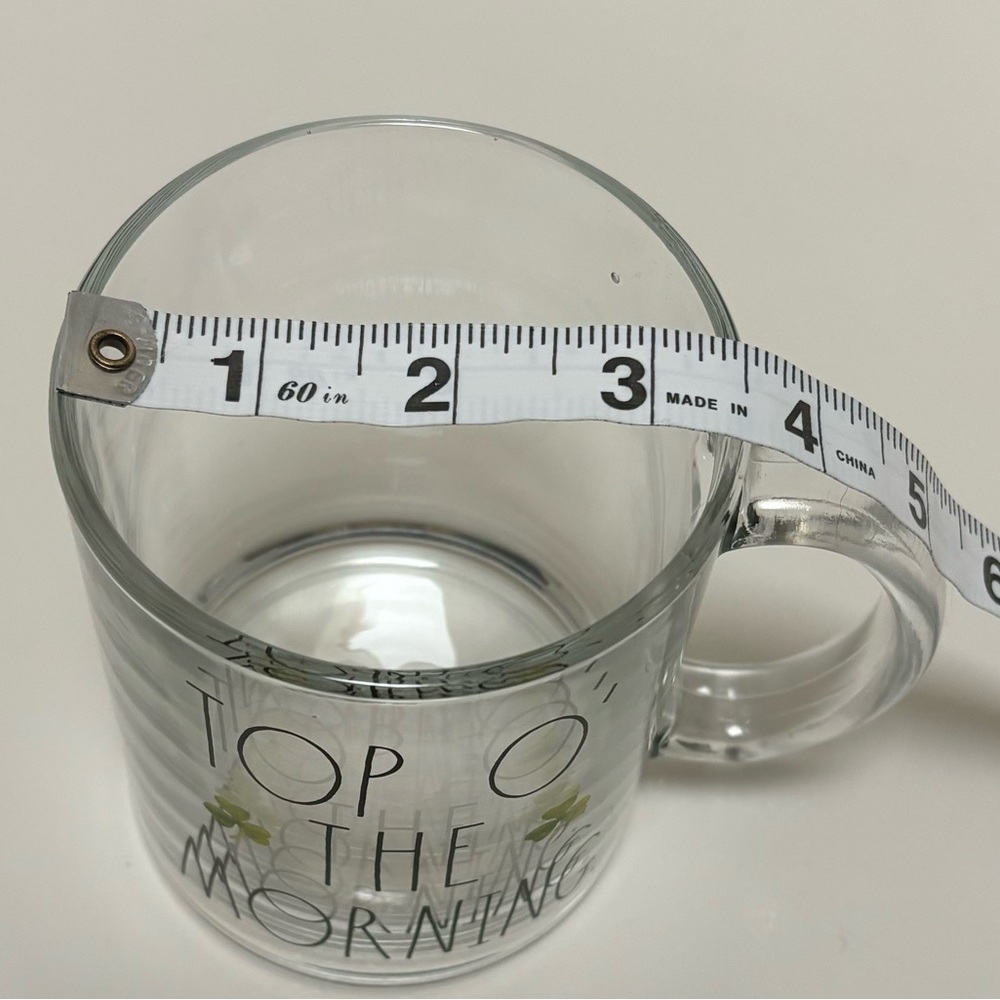 Rae Dunn “Top O’ the morning” Glass Coffee Mug - Picture 6 of 7